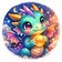 Vibrant expressionistic cartoon monkey with colorful patterns, suitable for profile avatar